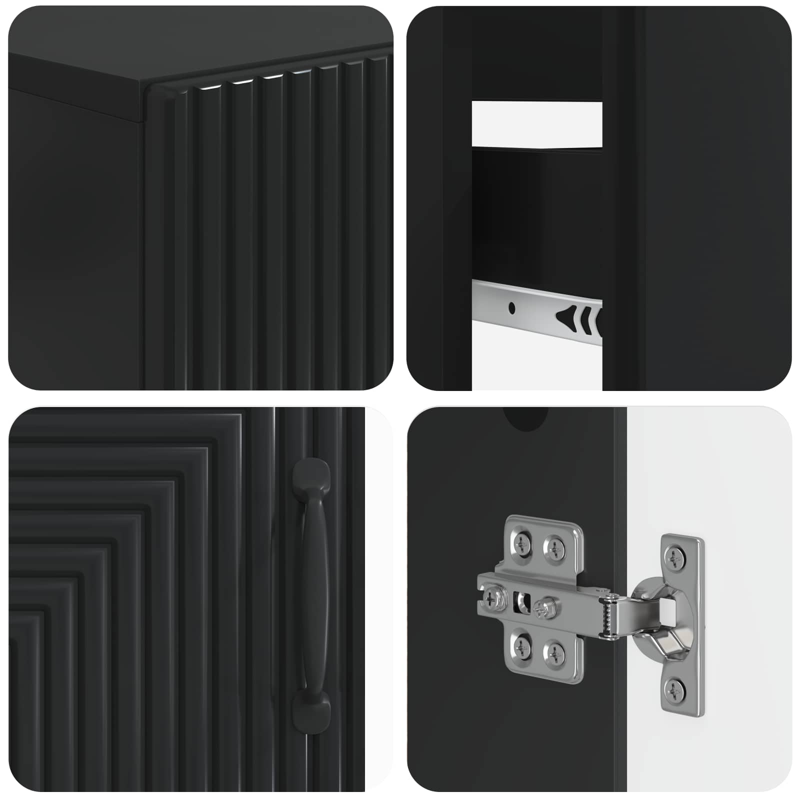 Set di Mobili da Bagno da 4 Pezzi HAARLEM Nero | homemem39