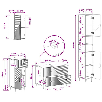 Set di Mobili da Bagno da 4 Pezzi HAARLEM Grigio Cemento | homemem39