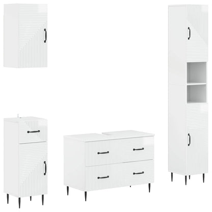 Set di Mobili da Bagno da 4 Pezzi HAARLEM Bianco Lucido | homemem39