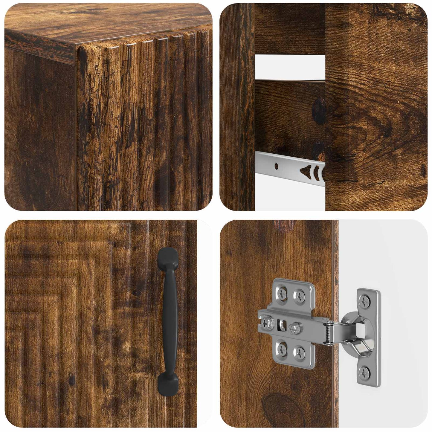 Set di Mobili da Bagno da 4 Pezzi HAARLEM Rovere Fumo | homemem39