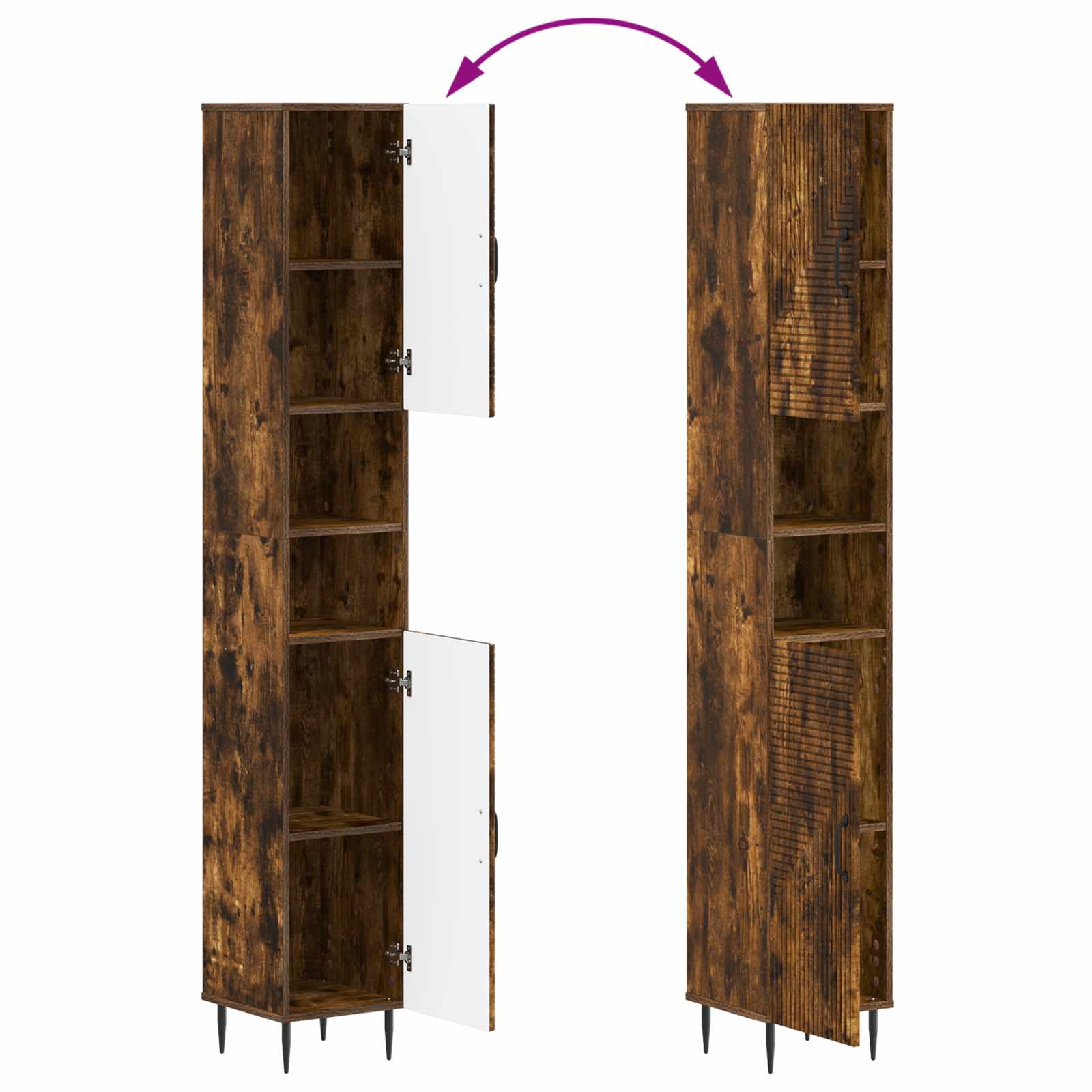 Set di Mobili da Bagno da 4 Pezzi HAARLEM Rovere Fumo | homemem39