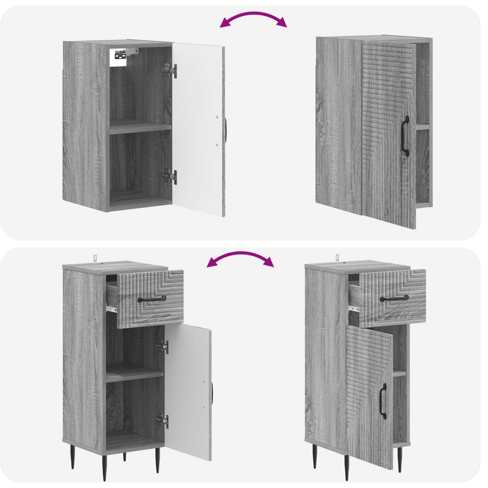 Set di Mobili da Bagno da 4 Pezzi HAARLEM Sonoma grigio | homemem39
