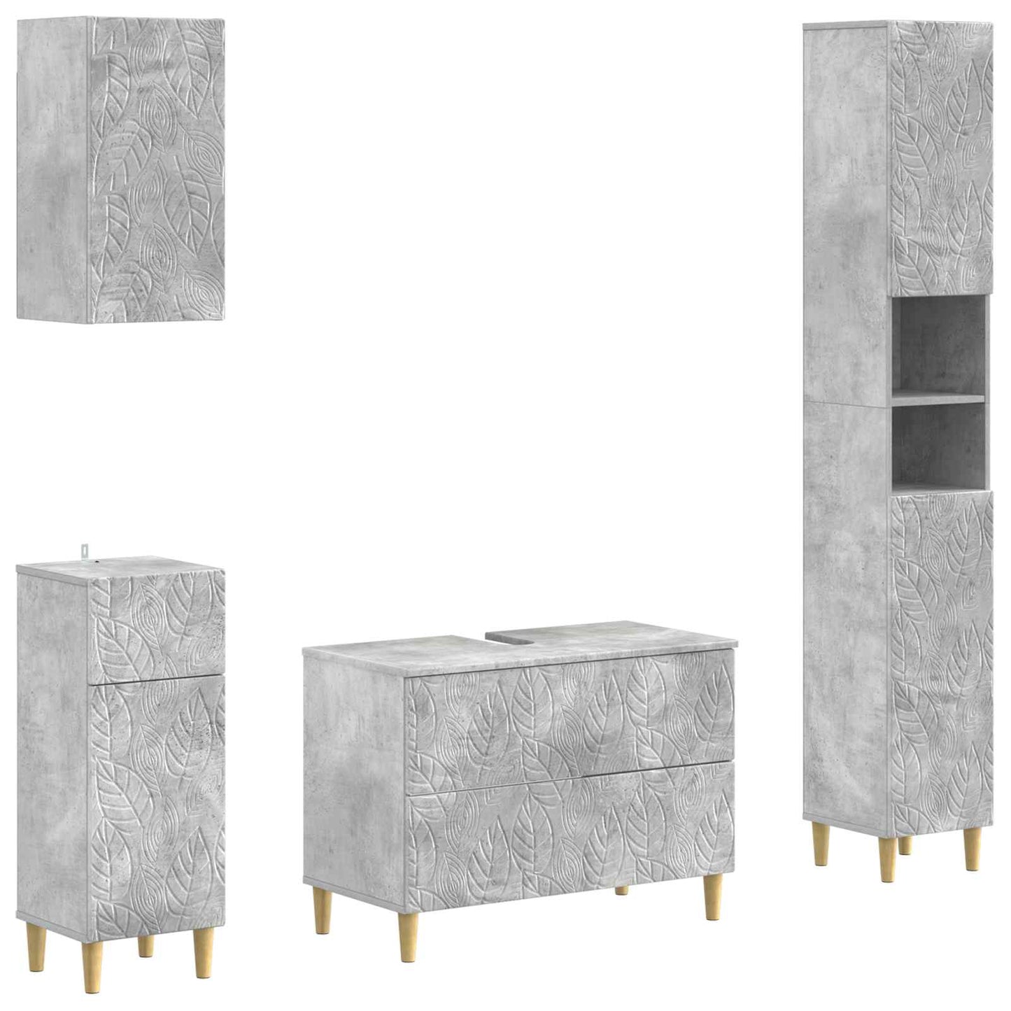 Set di Mobili da Bagno da 4 Pezzi DELFT Grigio Cemento | homemem39