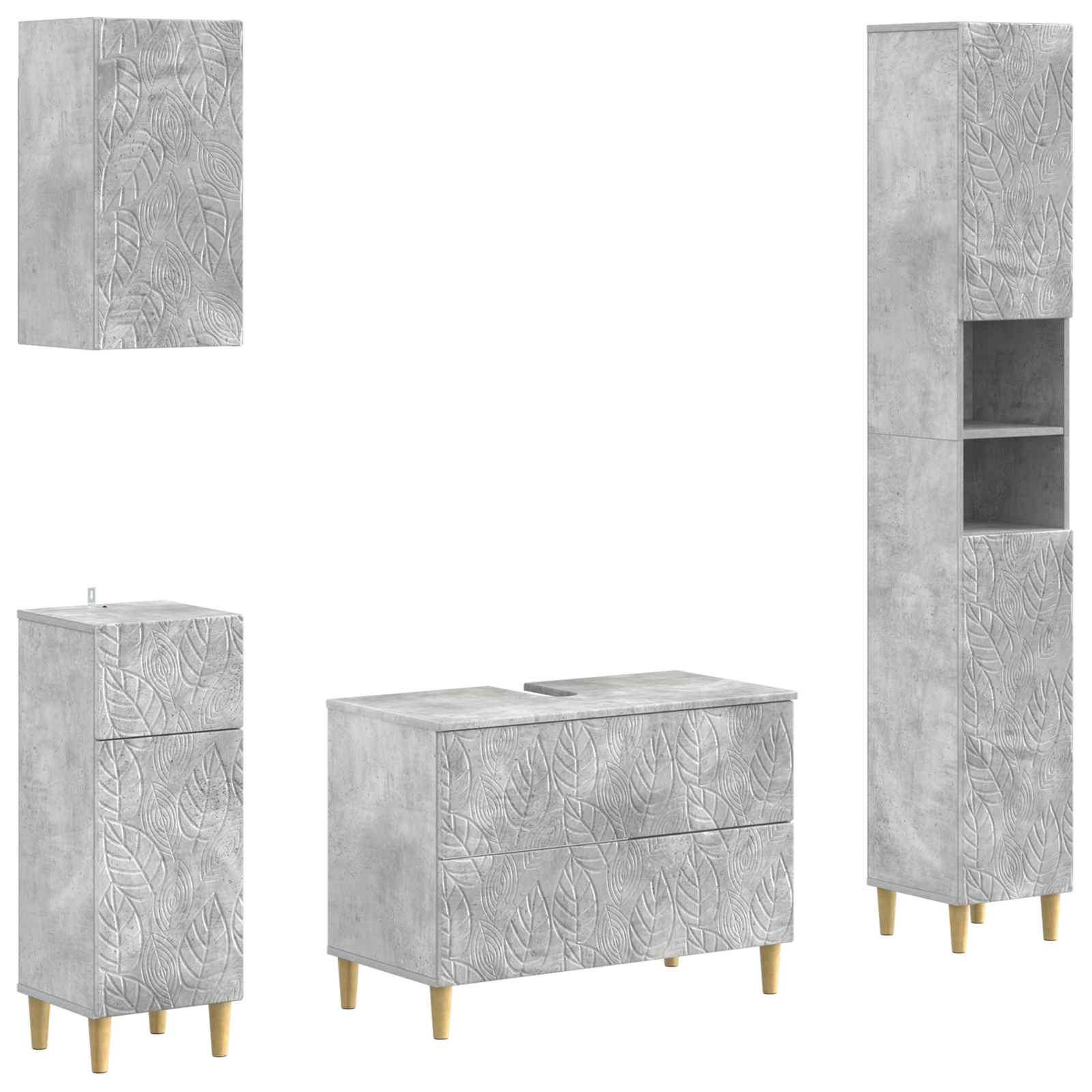 Set di Mobili da Bagno da 4 Pezzi DELFT Grigio Cemento | homemem39