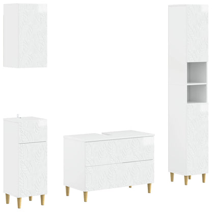 Set di Mobili da Bagno da 4 Pezzi DELFT Bianco Lucido