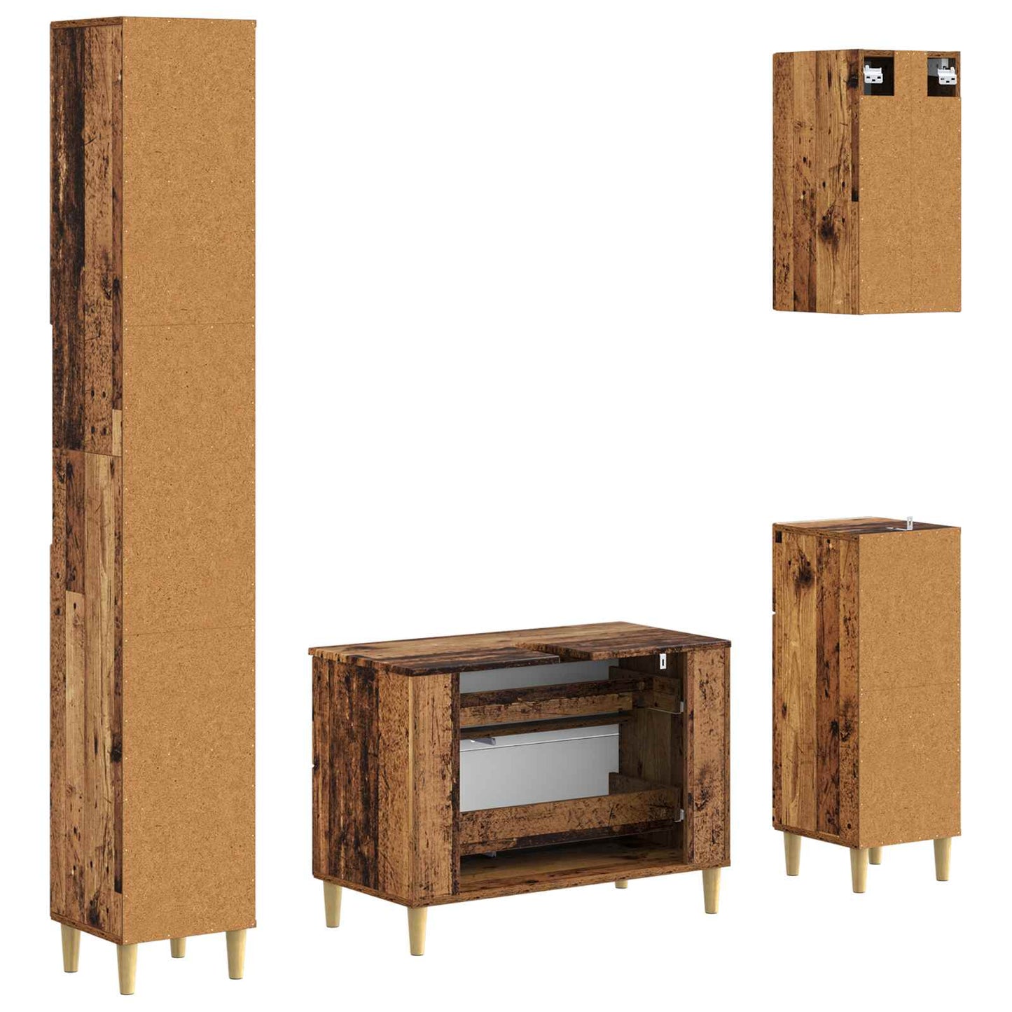 Set di Mobili da Bagno da 4 Pezzi DELFT Legno antico | homemem39