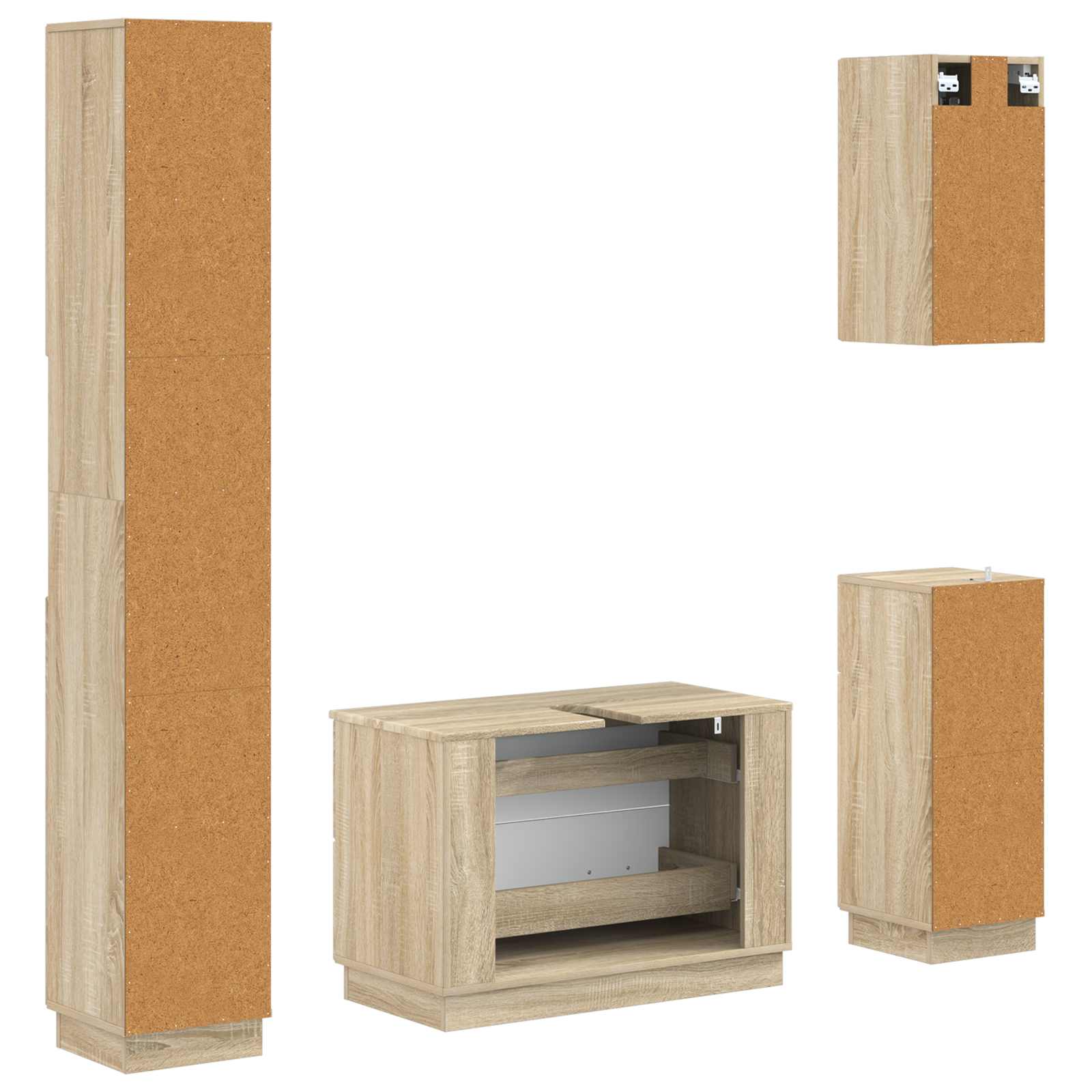 Set di Mobili da Bagno da 4 Pezzi HOORN Rovere Sonoma | homemem39