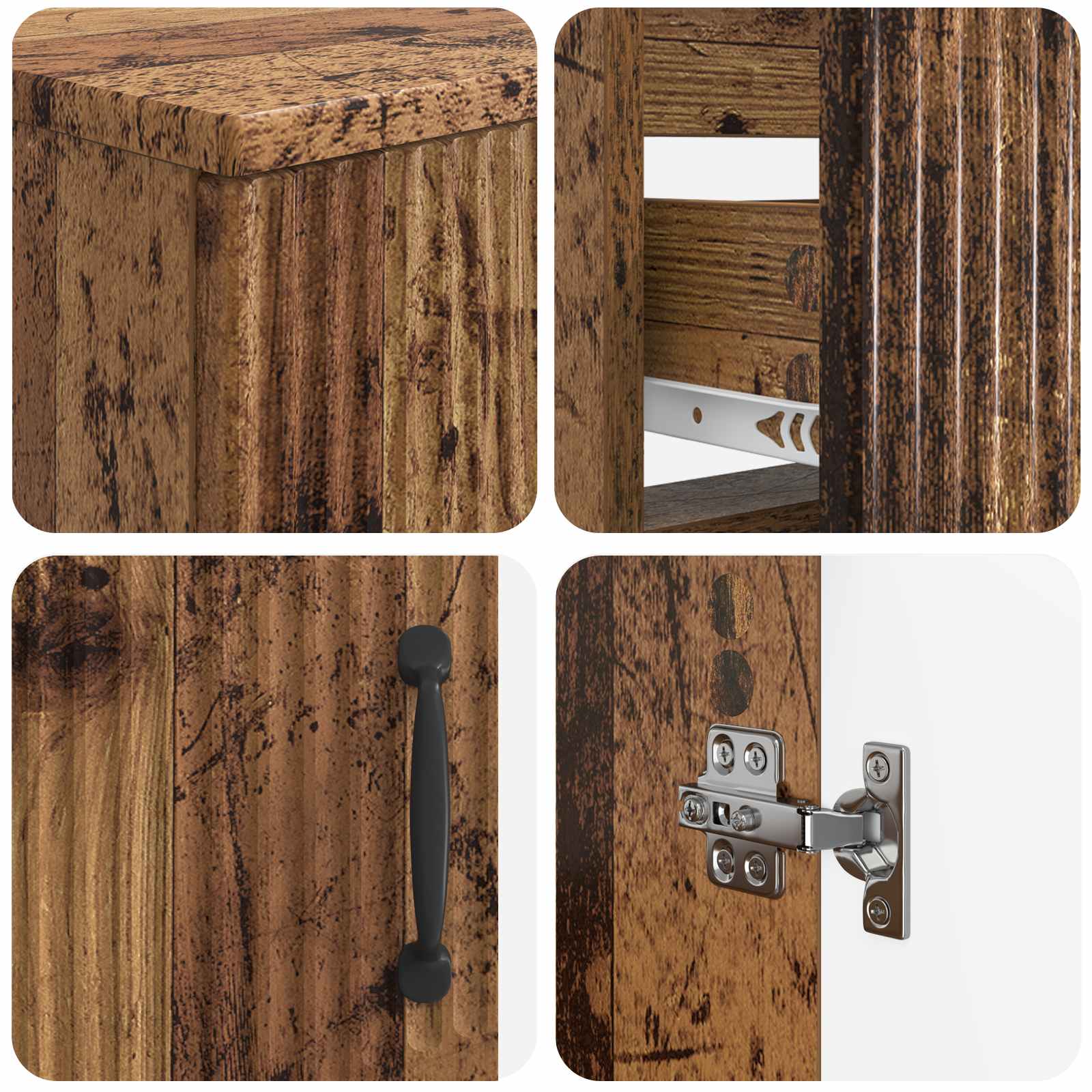 Set di Mobili da Bagno da 4 Pezzi HOORN Legno antico | homemem39