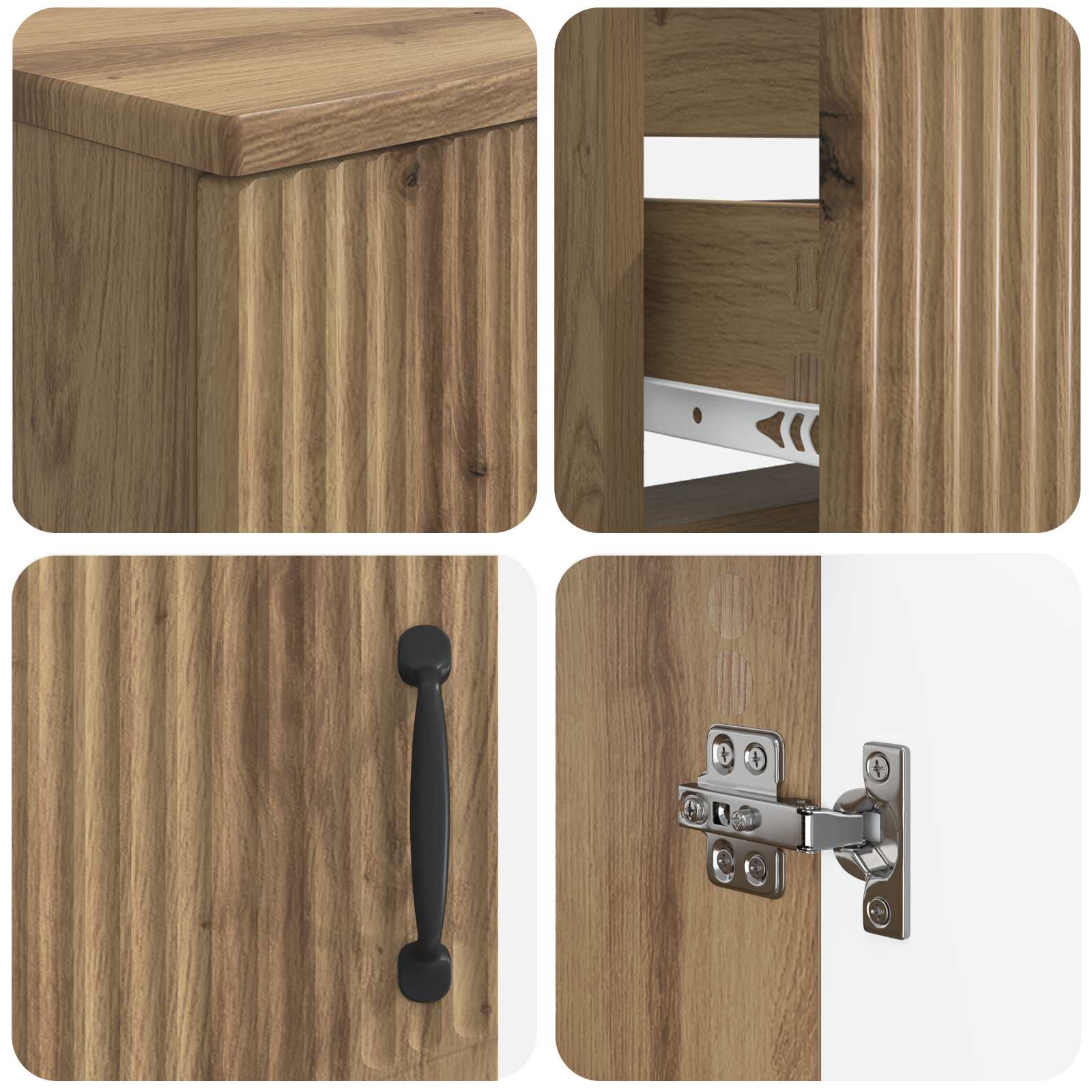 Set di Mobili da Bagno da 4 Pezzi HOORN Rovere Artigianale | homemem39