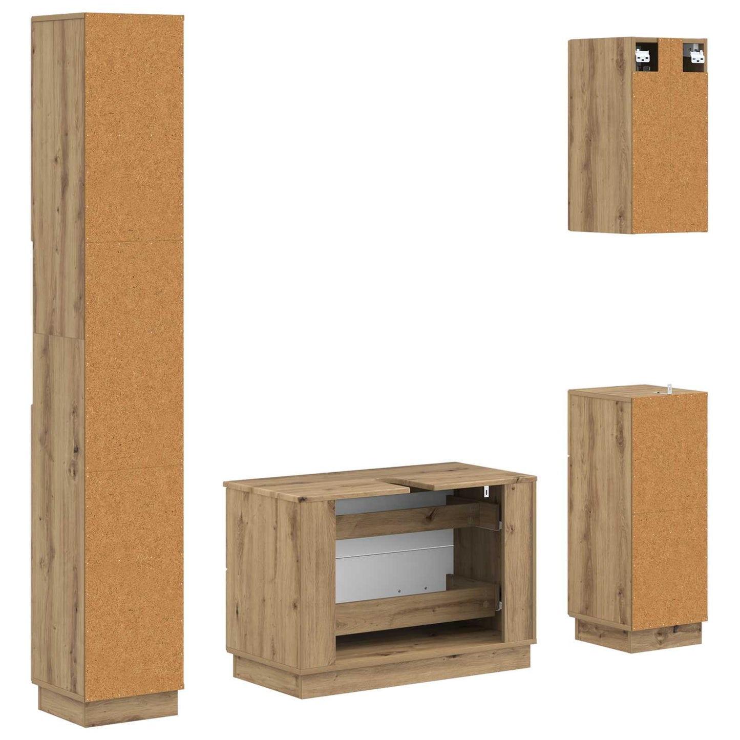 Set di Mobili da Bagno da 4 Pezzi HOORN Rovere Artigianale | homemem39