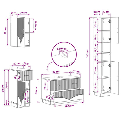 Set di Mobili da Bagno da 4 Pezzi HOORN Rovere Artigianale | homemem39