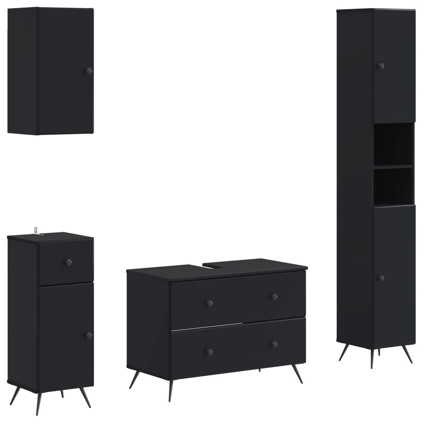 Set di Mobili da Bagno da 4 Pezzi BREDA Nero | homemem39