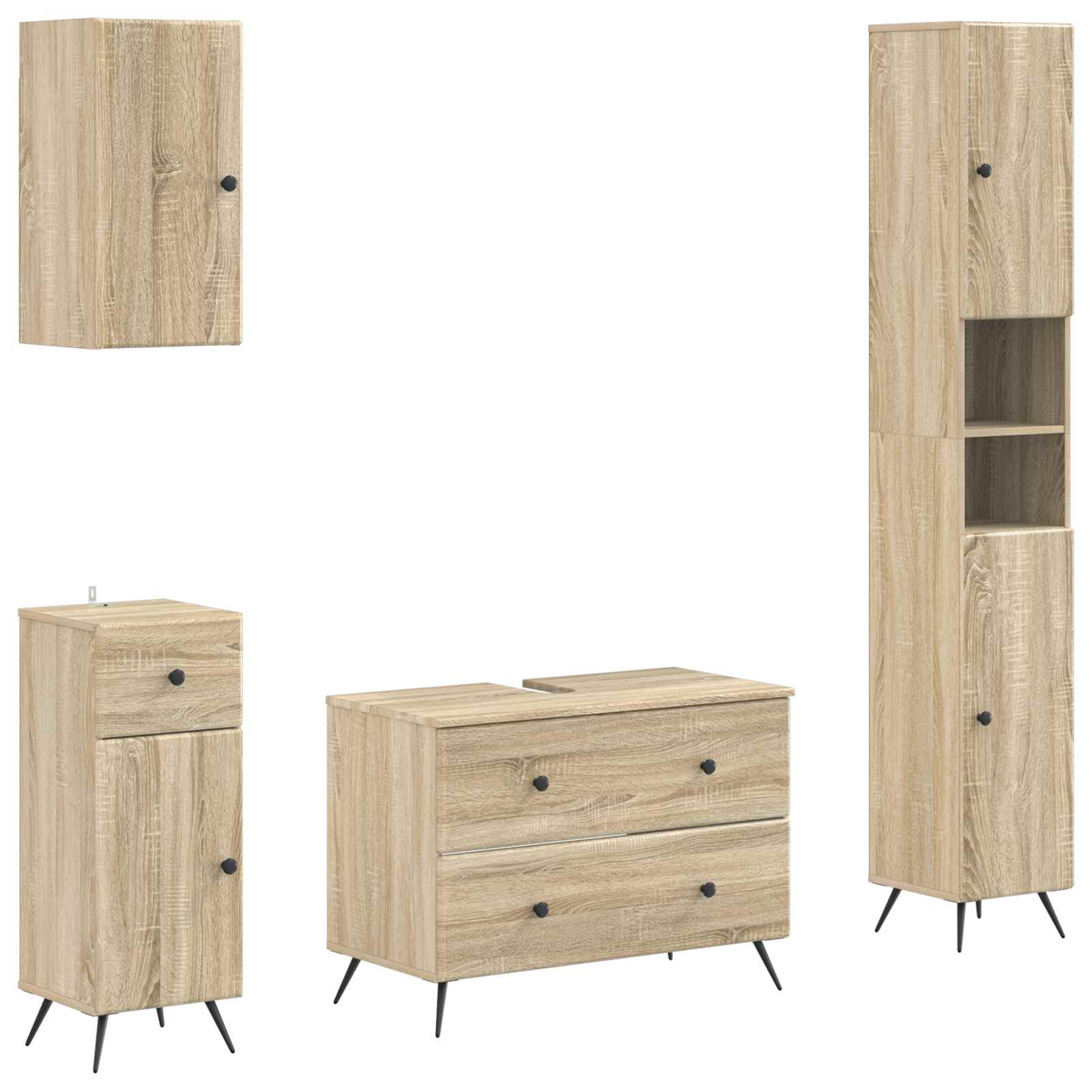 Set di Mobili da Bagno da 4 Pezzi BREDA Rovere Sonoma | homemem39
