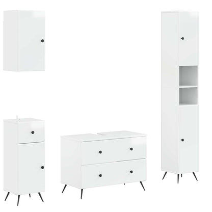 Set di Mobili da Bagno da 4 Pezzi BREDA Bianco Lucido | homemem39