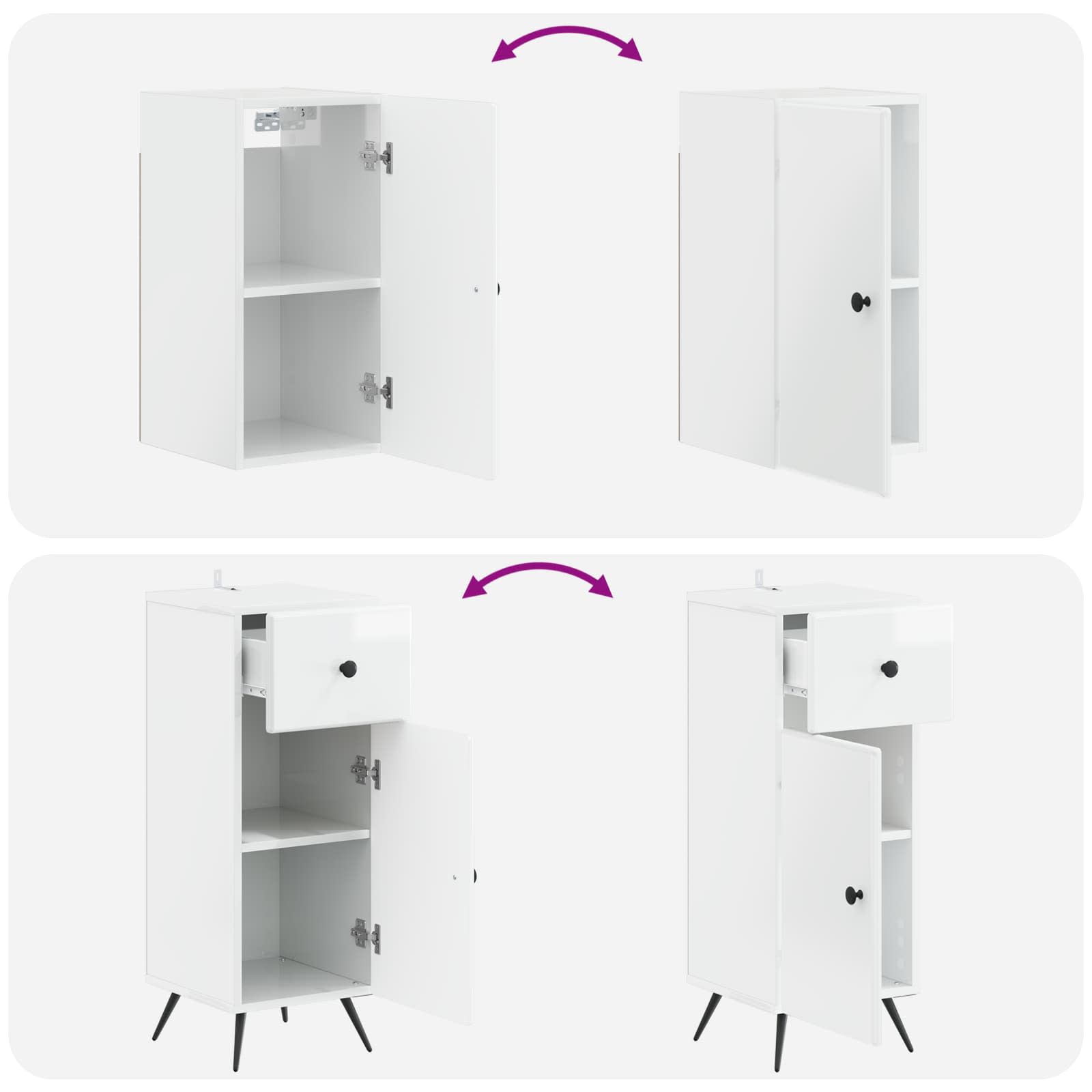 Set di Mobili da Bagno da 4 Pezzi BREDA Bianco Lucido | homemem39