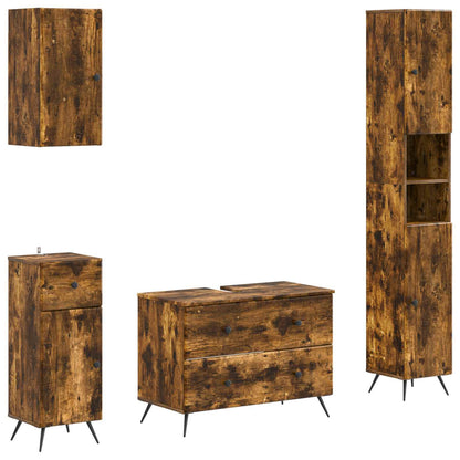 Set di Mobili da Bagno da 4 Pezzi BREDA Rovere Fumo | homemem39