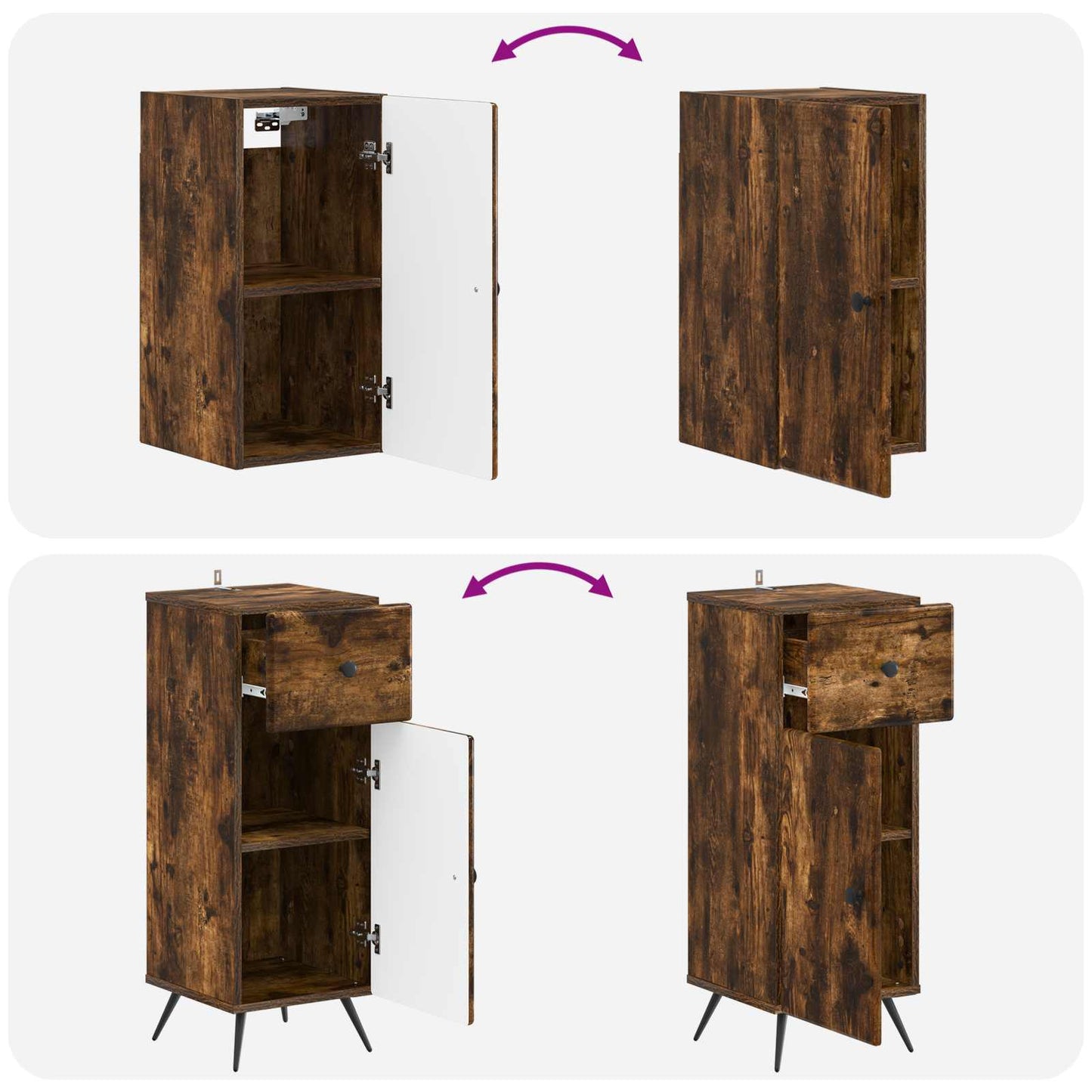 Set di Mobili da Bagno da 4 Pezzi BREDA Rovere Fumo | homemem39