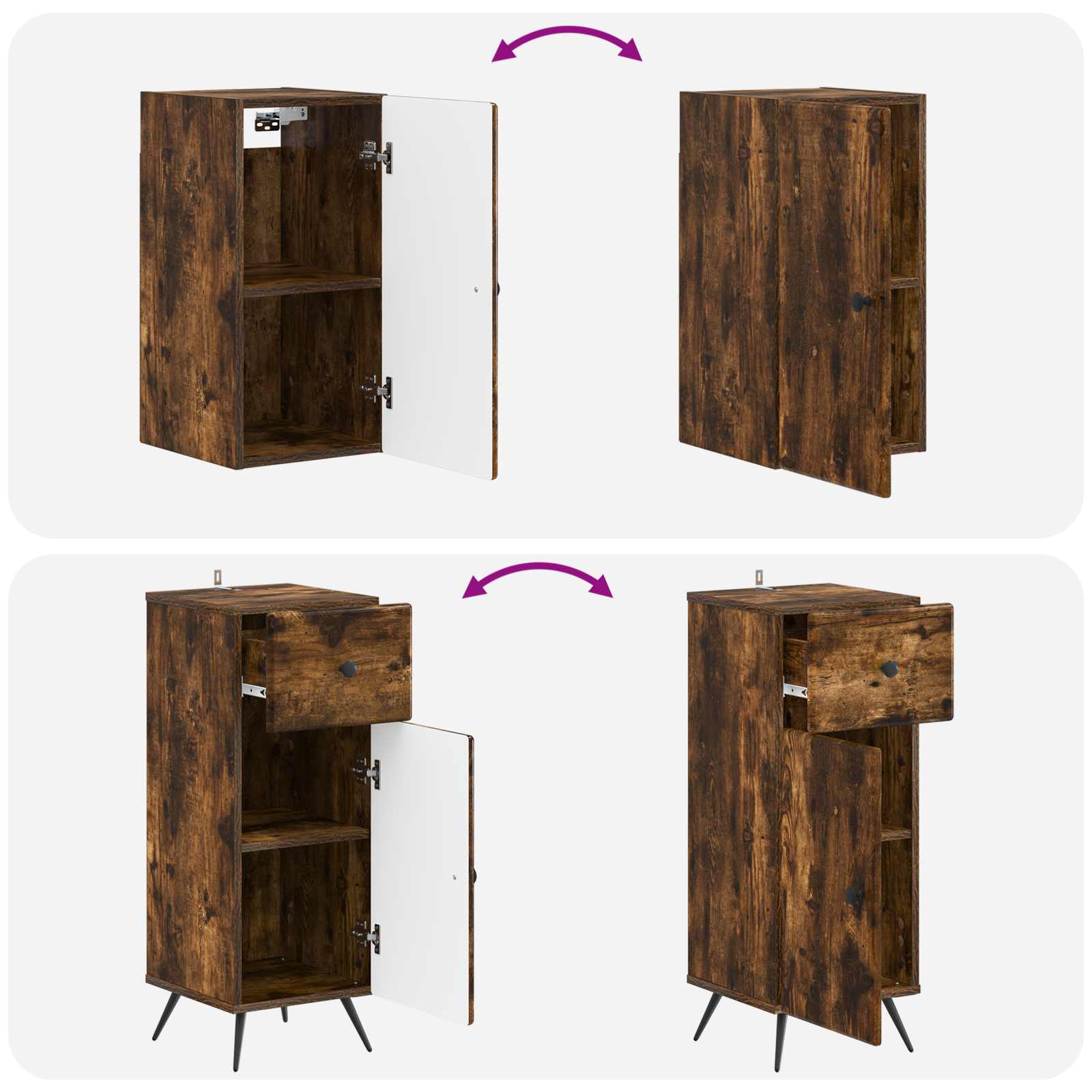 Set di Mobili da Bagno da 4 Pezzi BREDA Rovere Fumo | homemem39