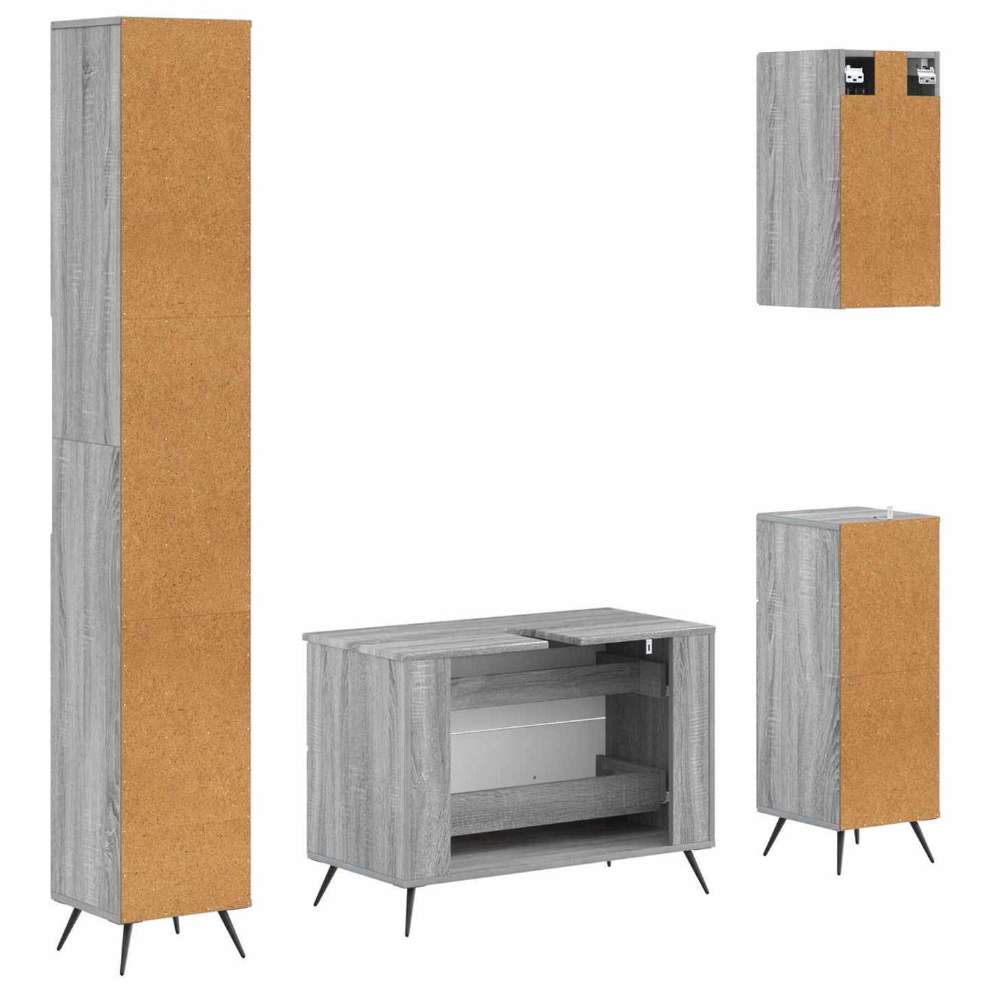 Set di Mobili da Bagno da 4 Pezzi BREDA Sonoma grigio | homemem39