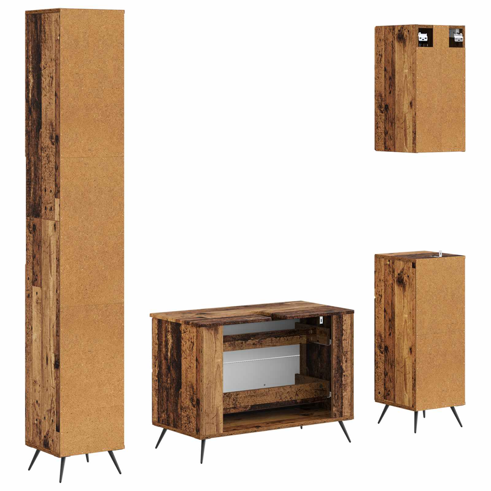 Set di Mobili da Bagno da 4 Pezzi BREDA Legno antico | homemem39