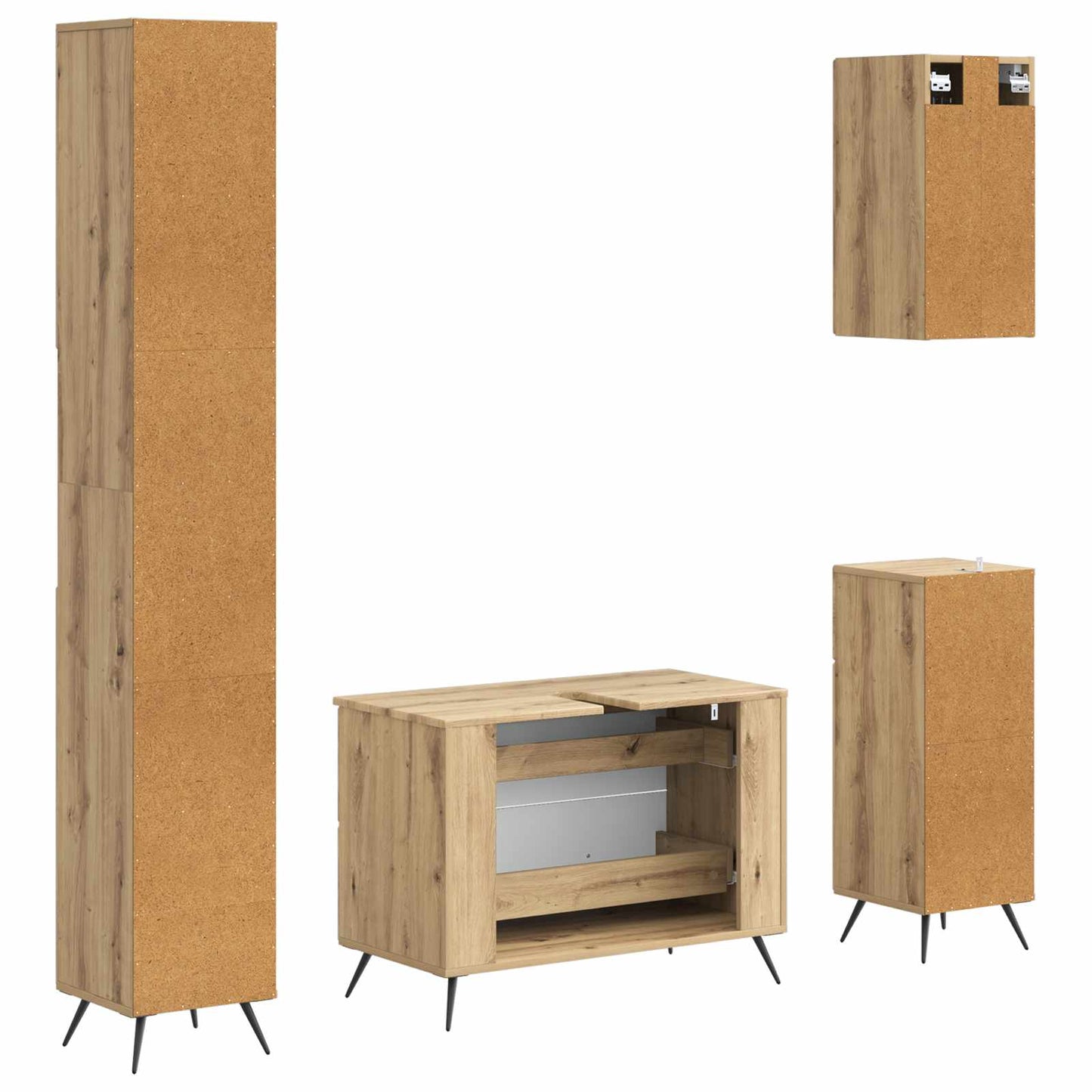 Set di Mobili da Bagno da 4 Pezzi BREDA Rovere Artigianale | homemem39