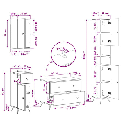 Set di Mobili da Bagno da 4 Pezzi BREDA Rovere Artigianale | homemem39