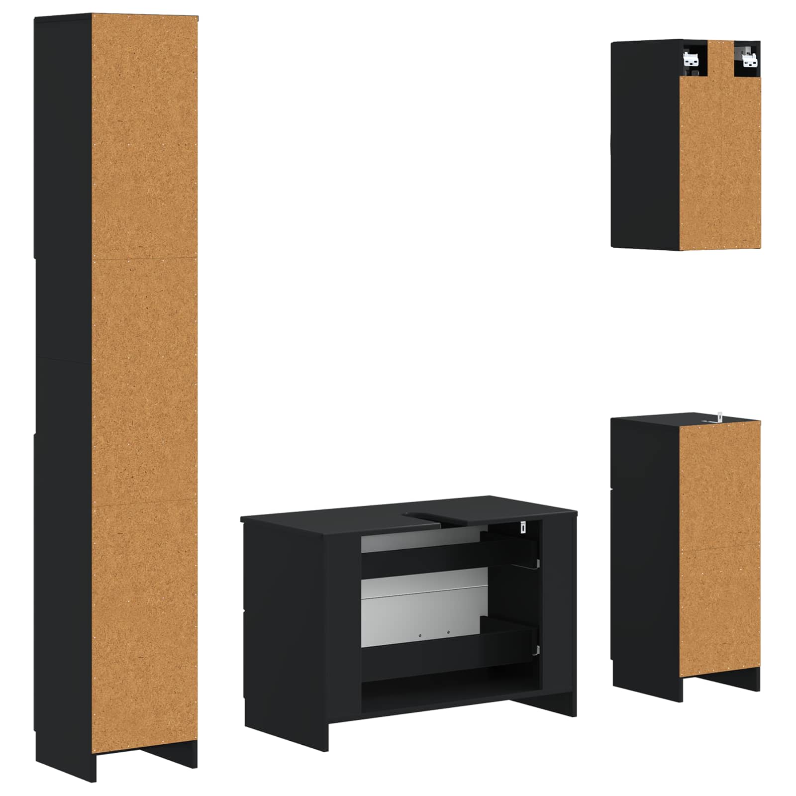Set di Mobili da Bagno da 4 Pezzi UTRECHT Nero | homemem39