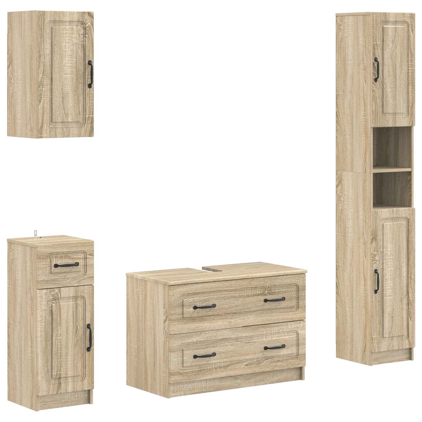 Set di Mobili da Bagno da 4 Pezzi UTRECHT Rovere Sonoma | homemem39