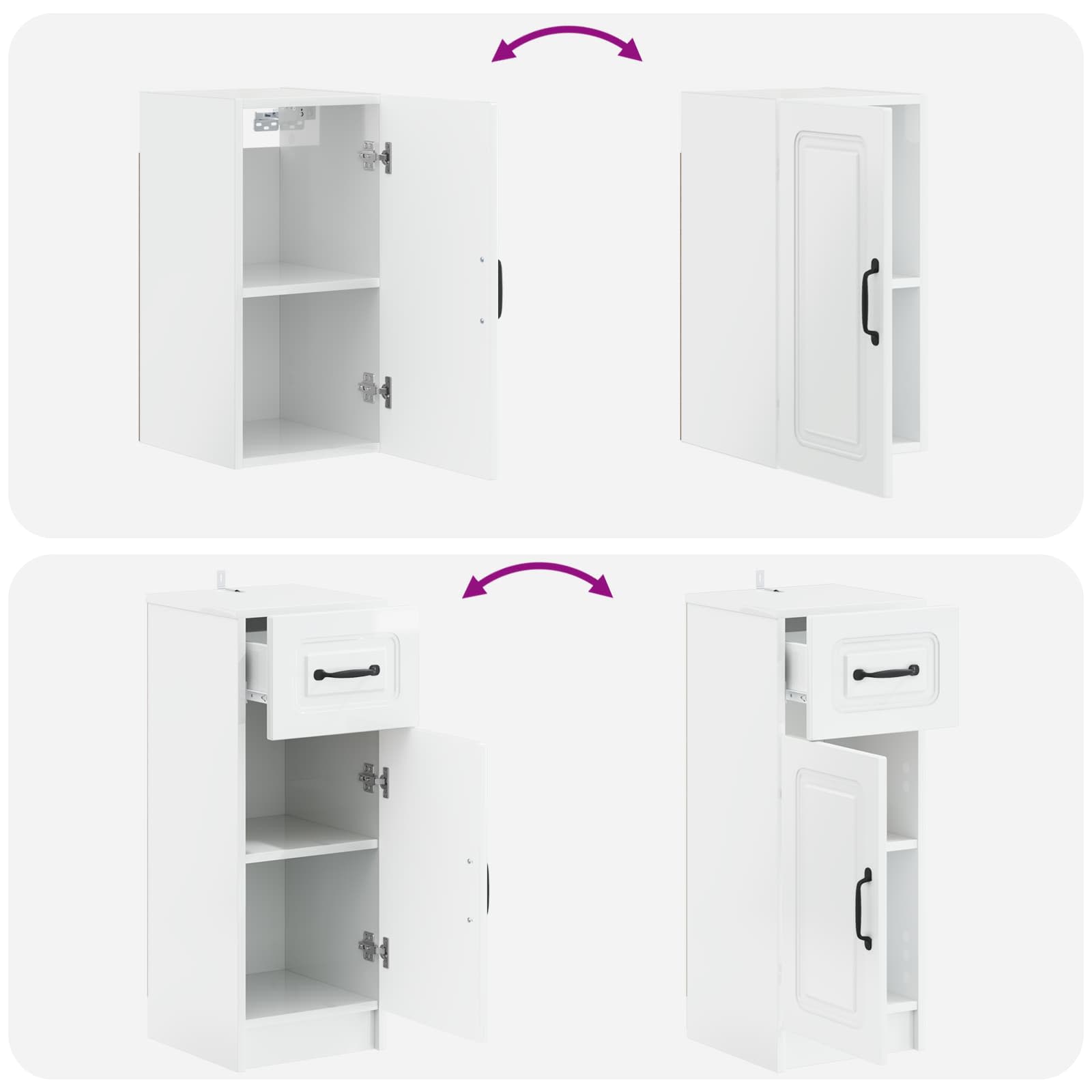 Set di Mobili da Bagno da 4 Pezzi UTRECHT Bianco Lucido | homemem39