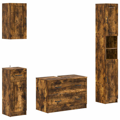 Set di Mobili da Bagno da 4 Pezzi UTRECHT Rovere Fumo | homemem39