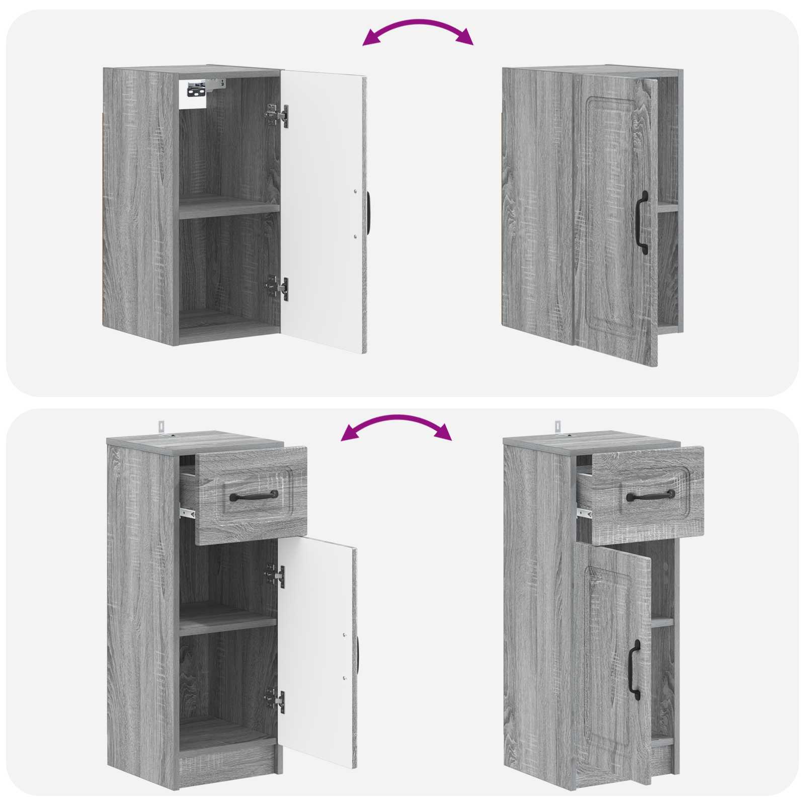 Set di Mobili da Bagno da 4 Pezzi UTRECHT Sonoma grigio | homemem39