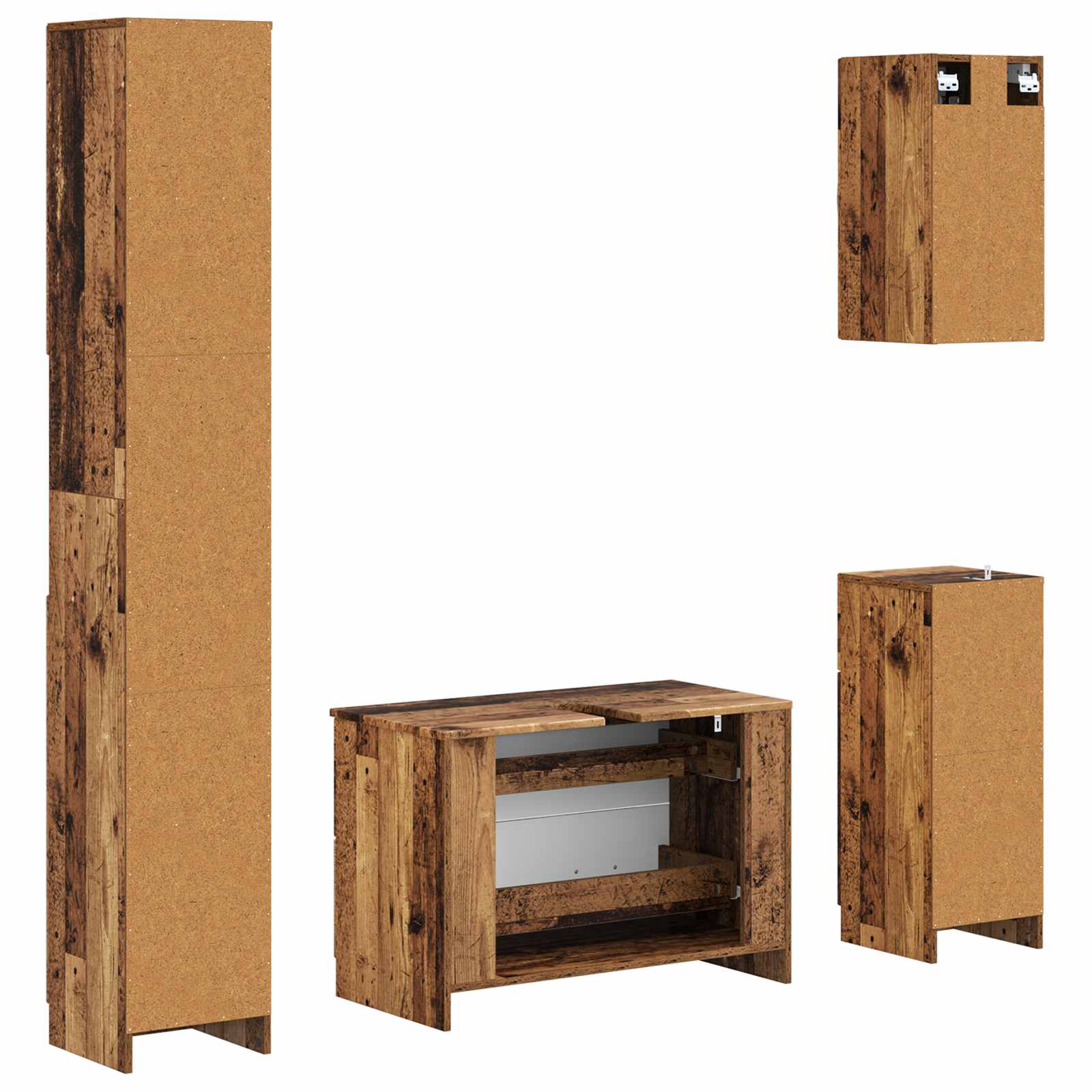 Set di Mobili da Bagno da 4 Pezzi UTRECHT Legno antico | homemem39