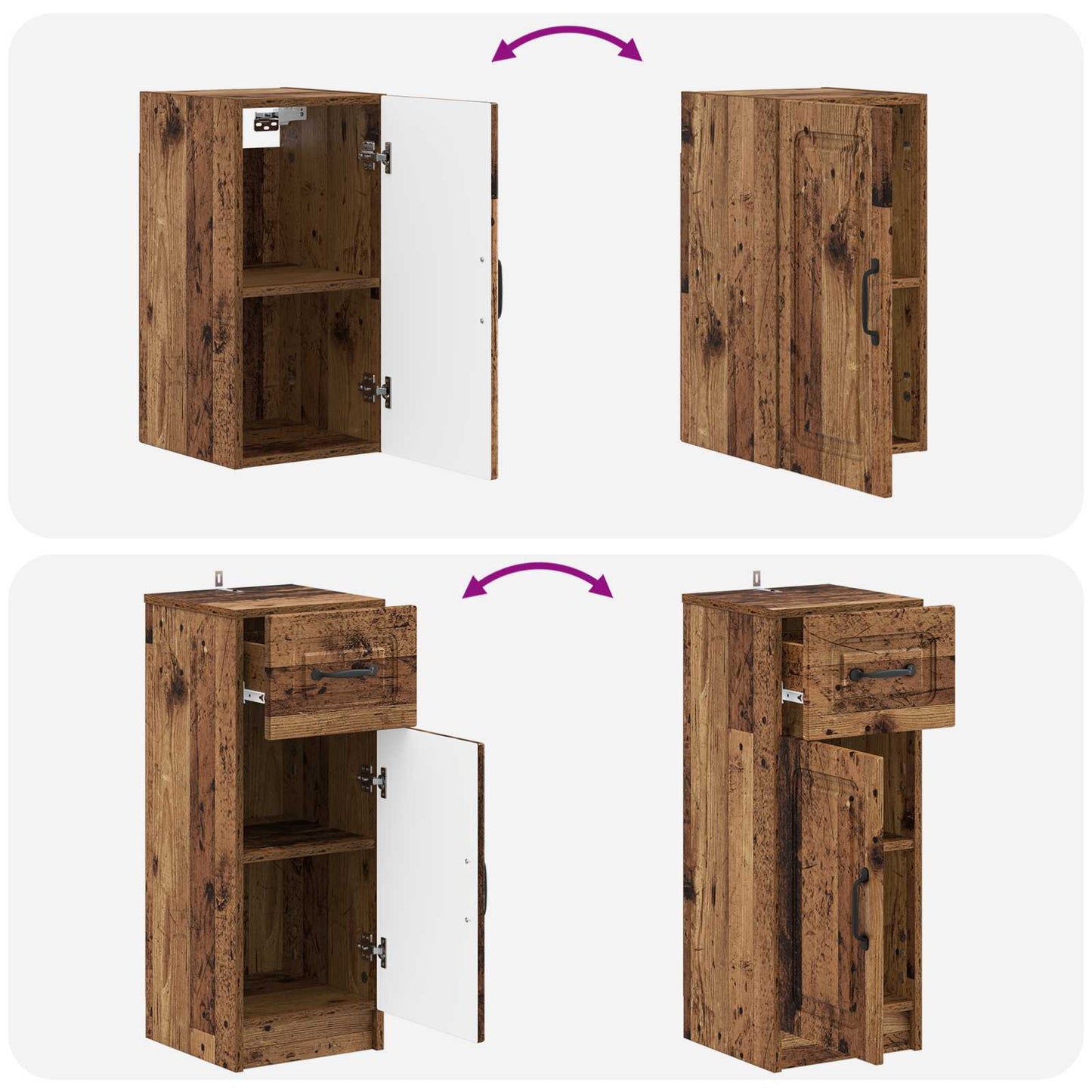 Set di Mobili da Bagno da 4 Pezzi UTRECHT Legno antico | homemem39