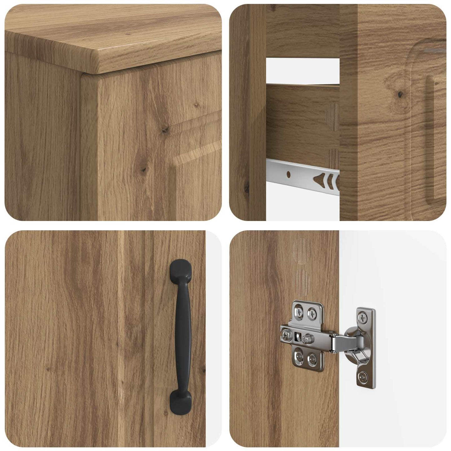 Set di Mobili da Bagno da 4 Pezzi UTRECHT Rovere Artigianale | homemem39
