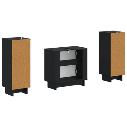 Set di Armadi da Bagno da 2 Pezzi EDE Nero Legno ingegnerizzato | homemem39