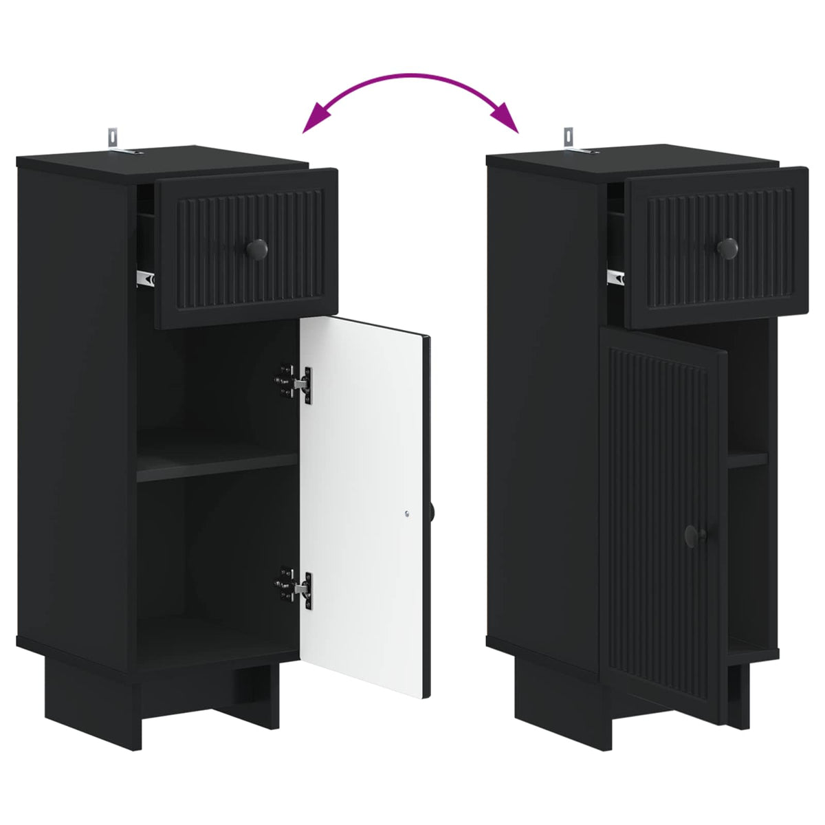 Set di armadietti da bagno in 3 pezzi EDE Nero