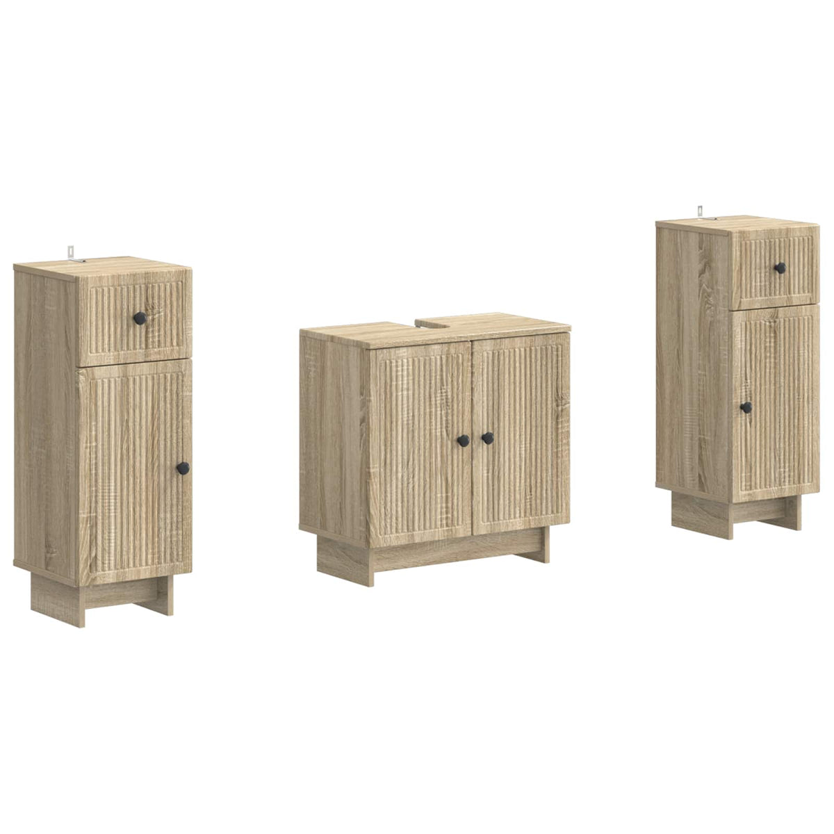 Set di armadietti da bagno in 3 pezzi EDE Rovere Sonoma