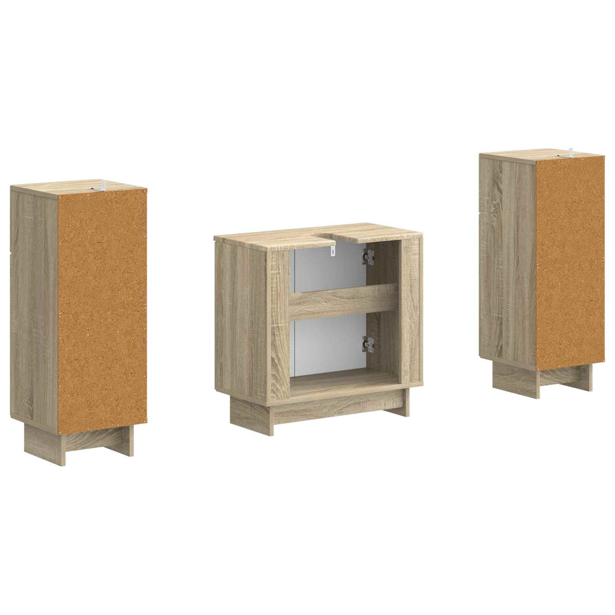 Set di armadietti da bagno in 3 pezzi EDE Rovere Sonoma