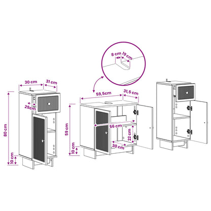 Set di Armadi da Bagno da 2 Pezzi EDE Rovere Sonoma | homemem39