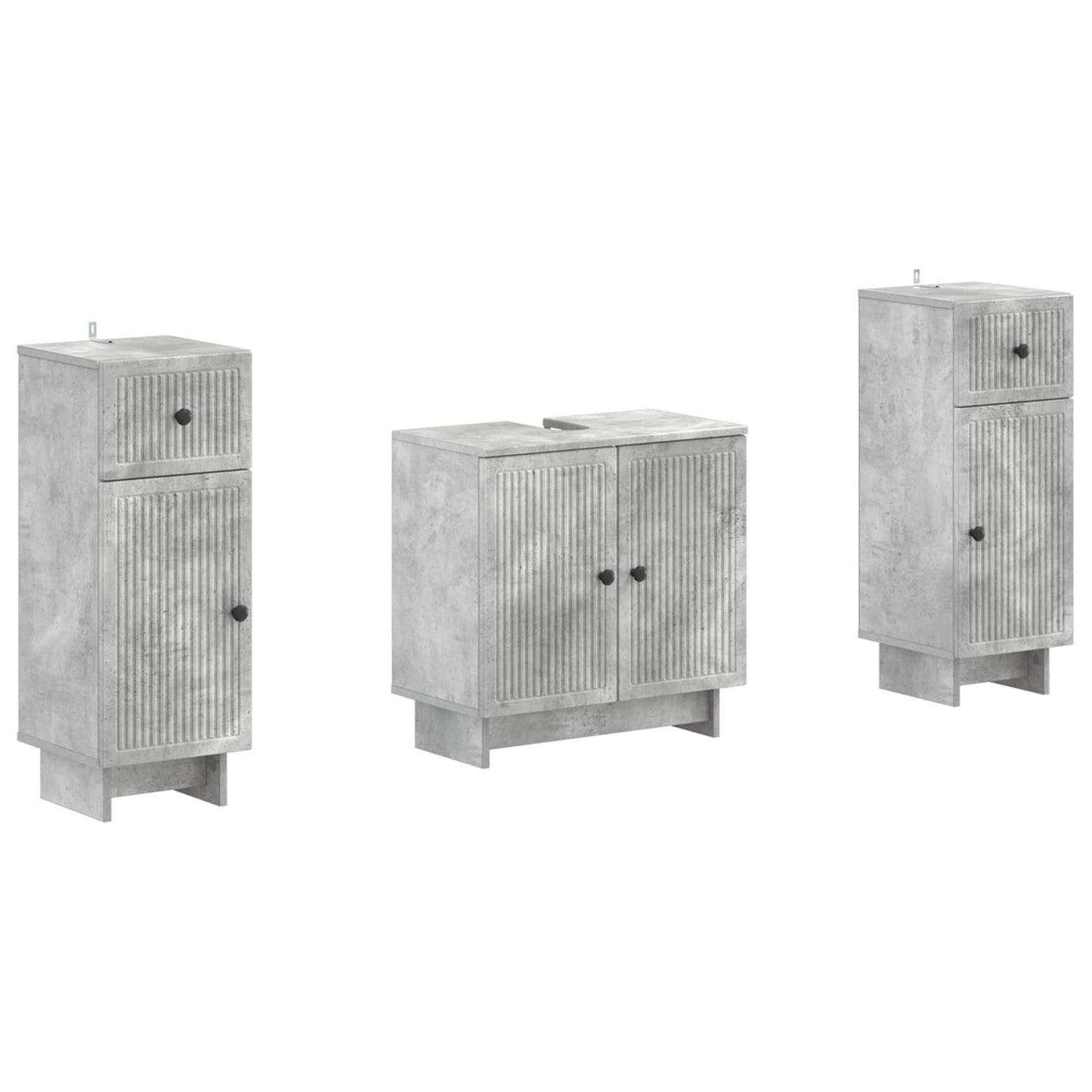 Set di Armadi da Bagno da 2 Pezzi EDE Grigio Cemento | homemem39