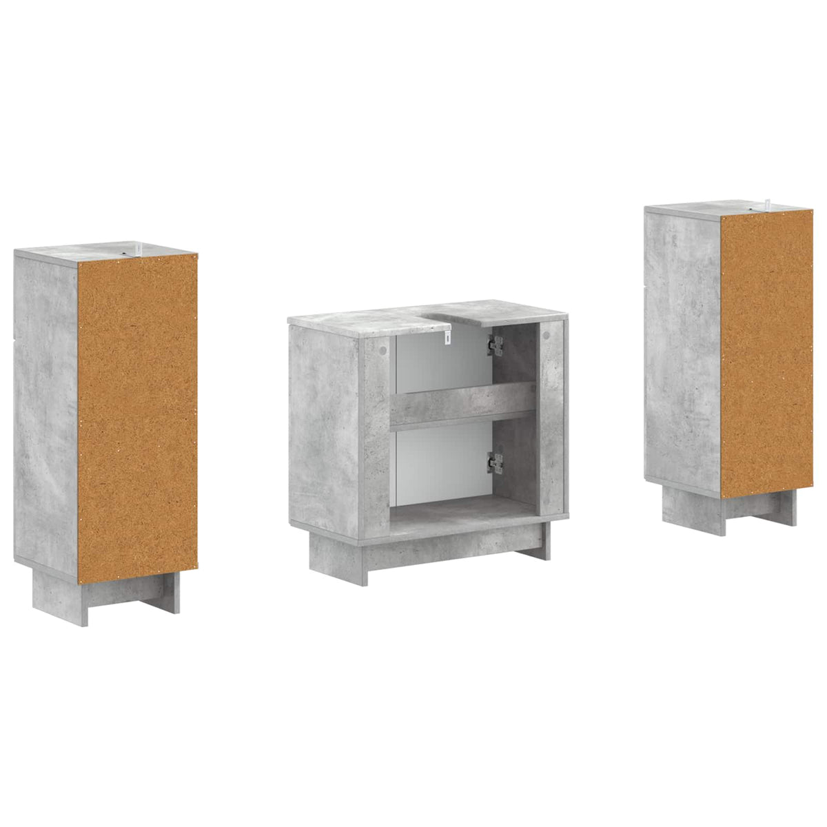 Set di armadietti da bagno in 3 pezzi EDE Grigio Cemento