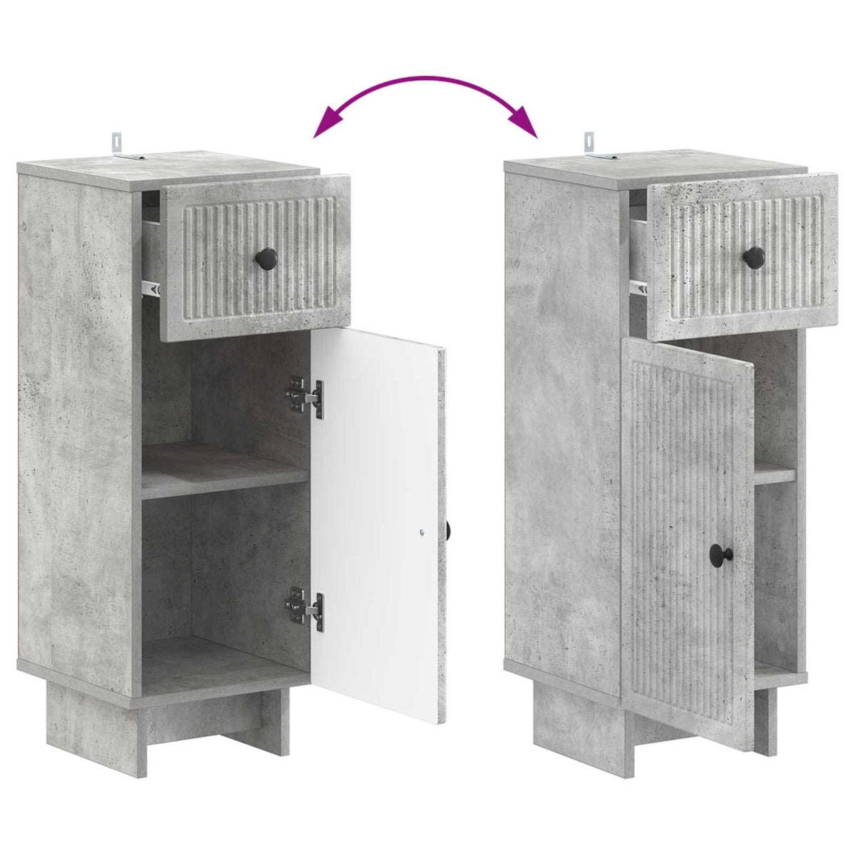 Set di armadietti da bagno in 3 pezzi EDE Grigio Cemento