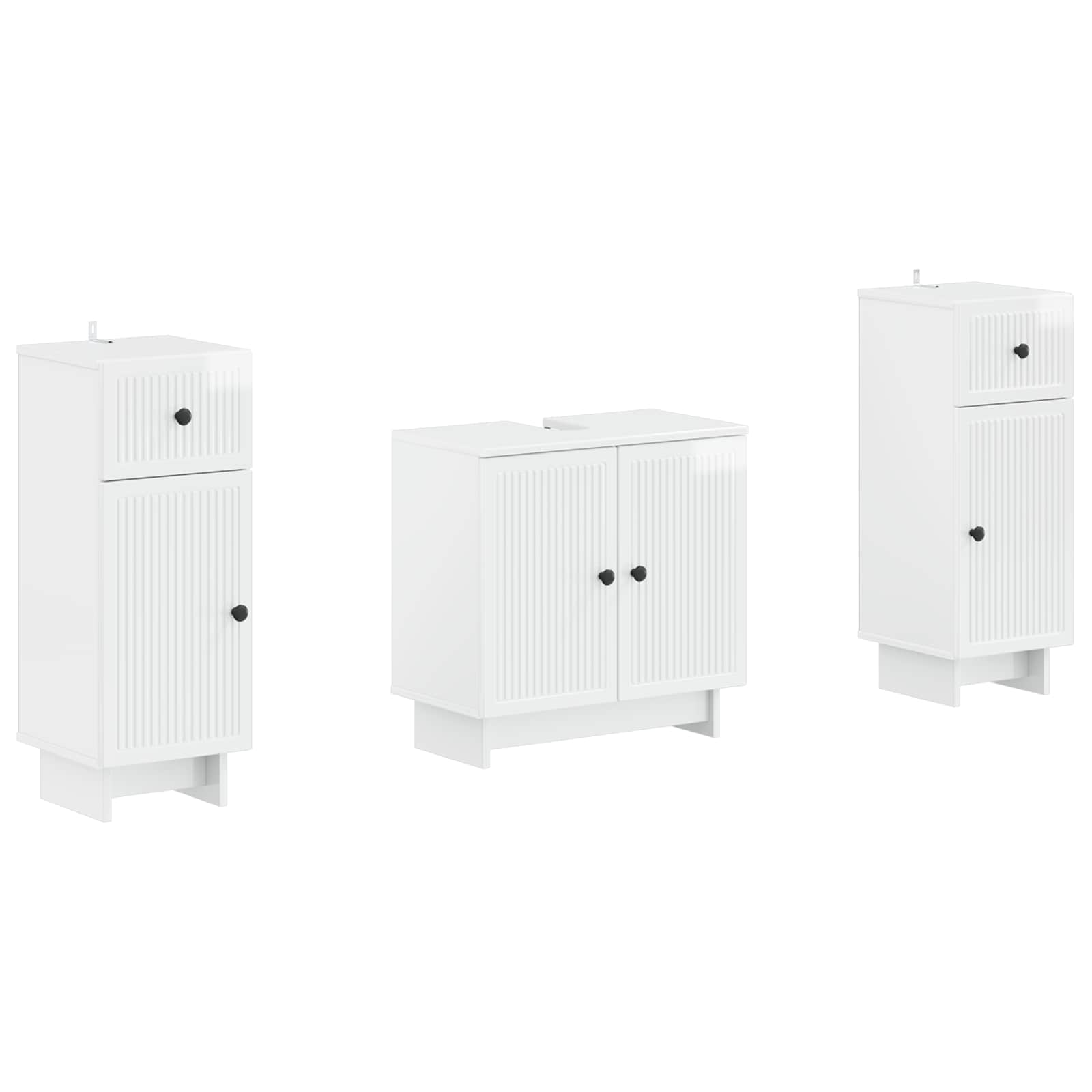 Set di Armadi da Bagno da 2 Pezzi EDE Bianco Lucido | homemem39