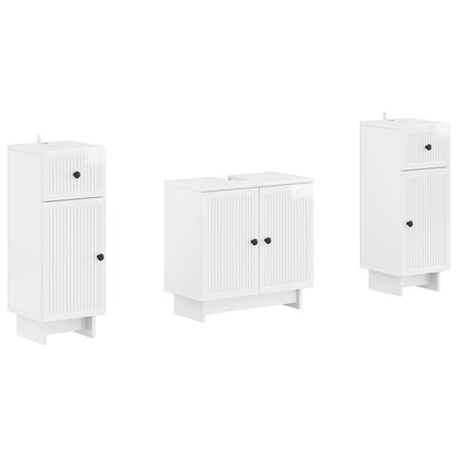 Set di armadietti da bagno in 3 pezzi EDE Bianco Lucido