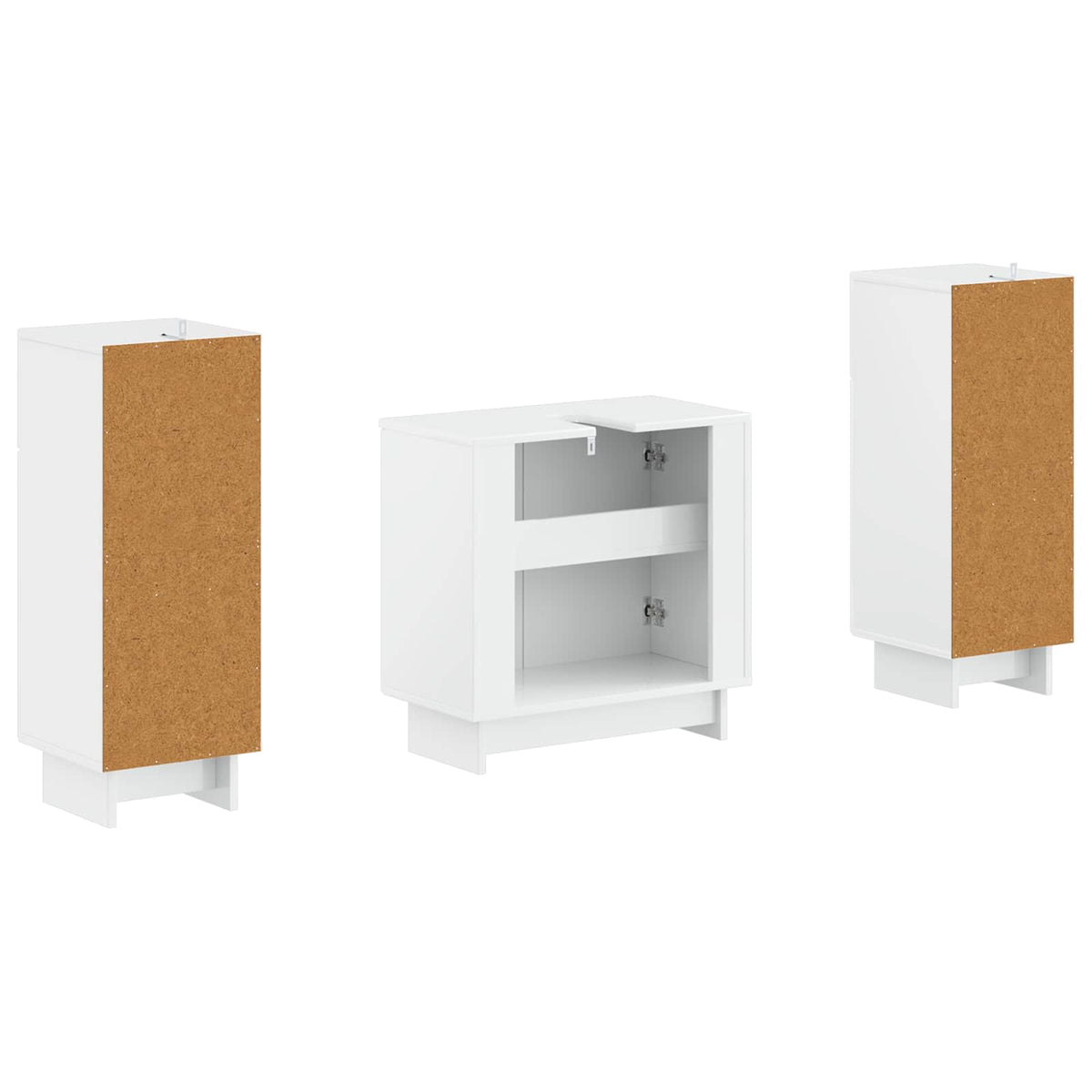 Set di armadietti da bagno in 3 pezzi EDE Bianco Lucido
