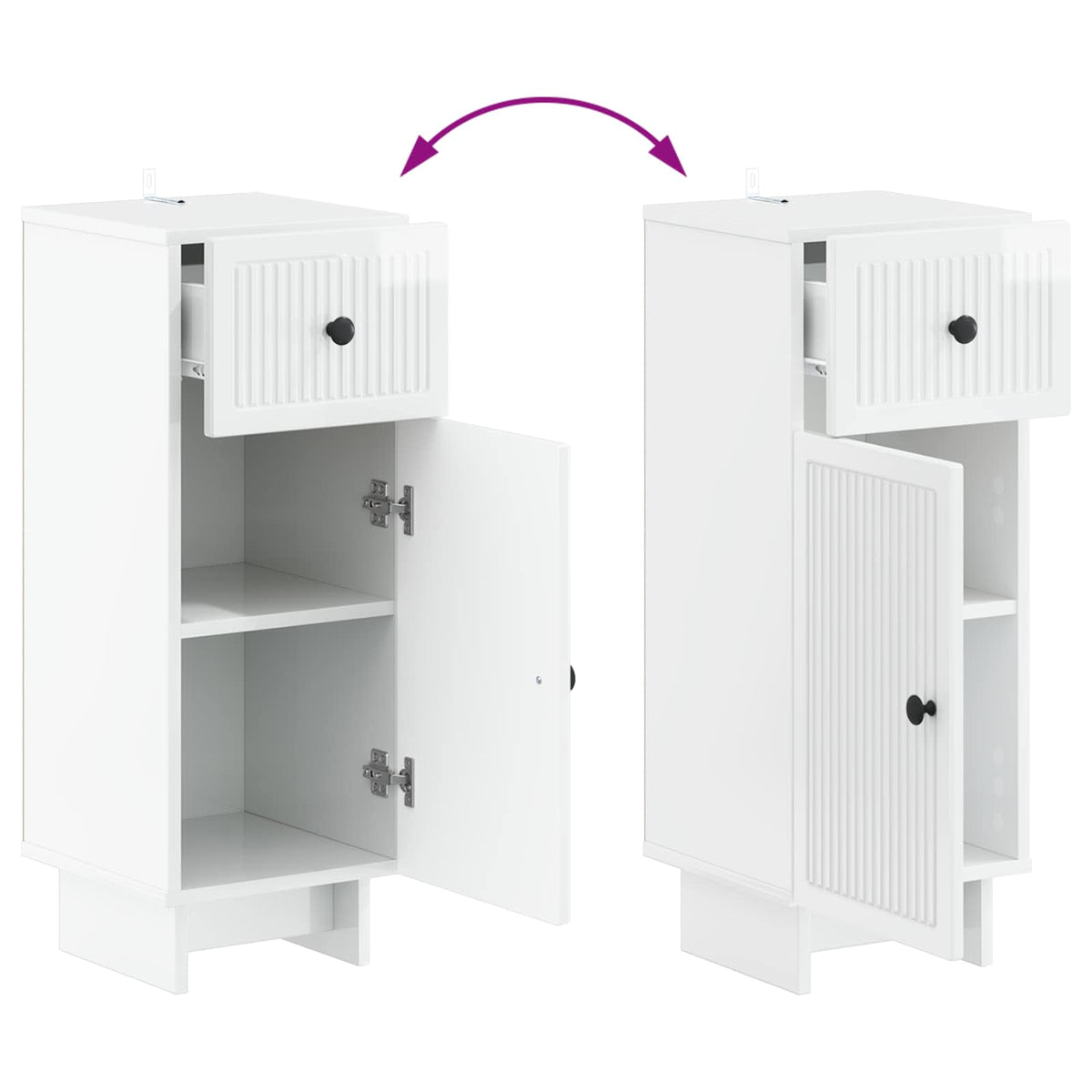 Set di armadietti da bagno in 3 pezzi EDE Bianco Lucido