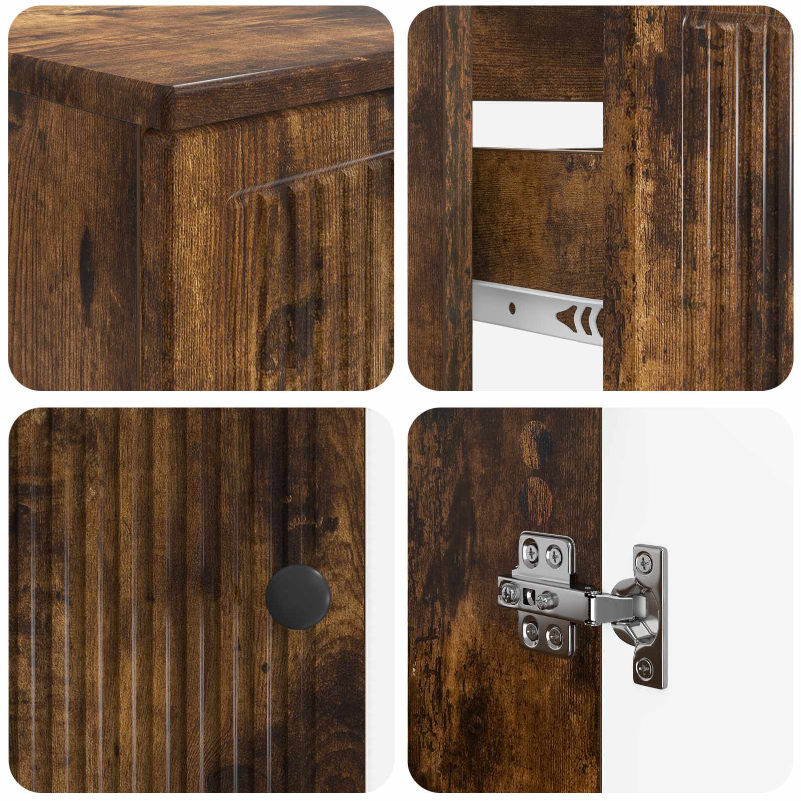 Set di Armadi da Bagno da 2 Pezzi EDE Rovere Fumo | homemem39