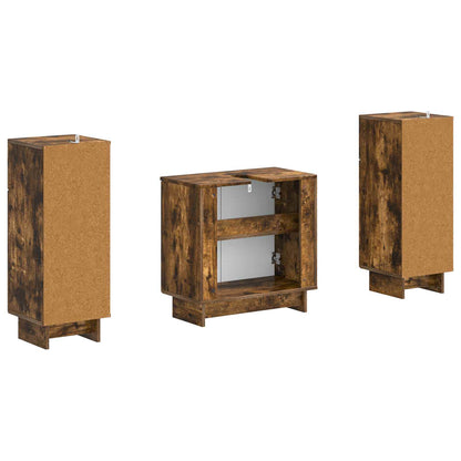 Set di armadietti da bagno in 3 pezzi EDE Rovere Fumo