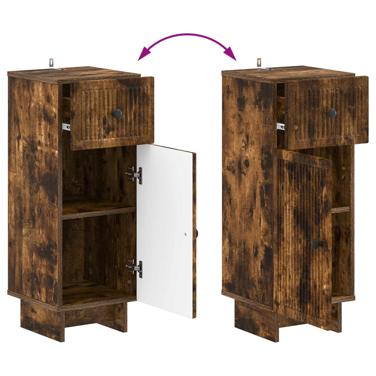 Set di armadietti da bagno in 3 pezzi EDE Rovere Fumo