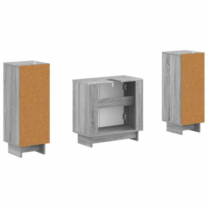 Set di armadietti da bagno in 3 pezzi EDE Sonoma grigio